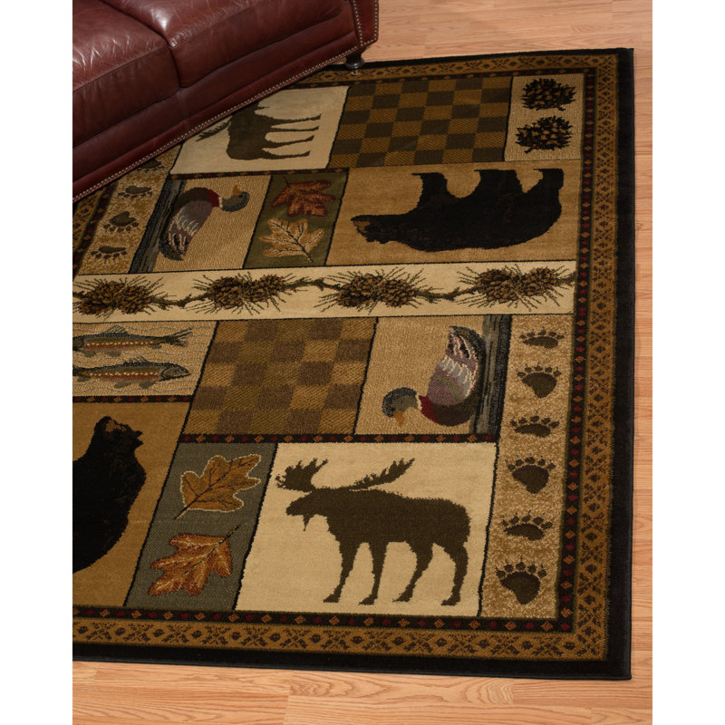 Tapis brun à imprimé animal Sayre, Tapis de couloir : 1 pi 11 po x 7 pi 2 po