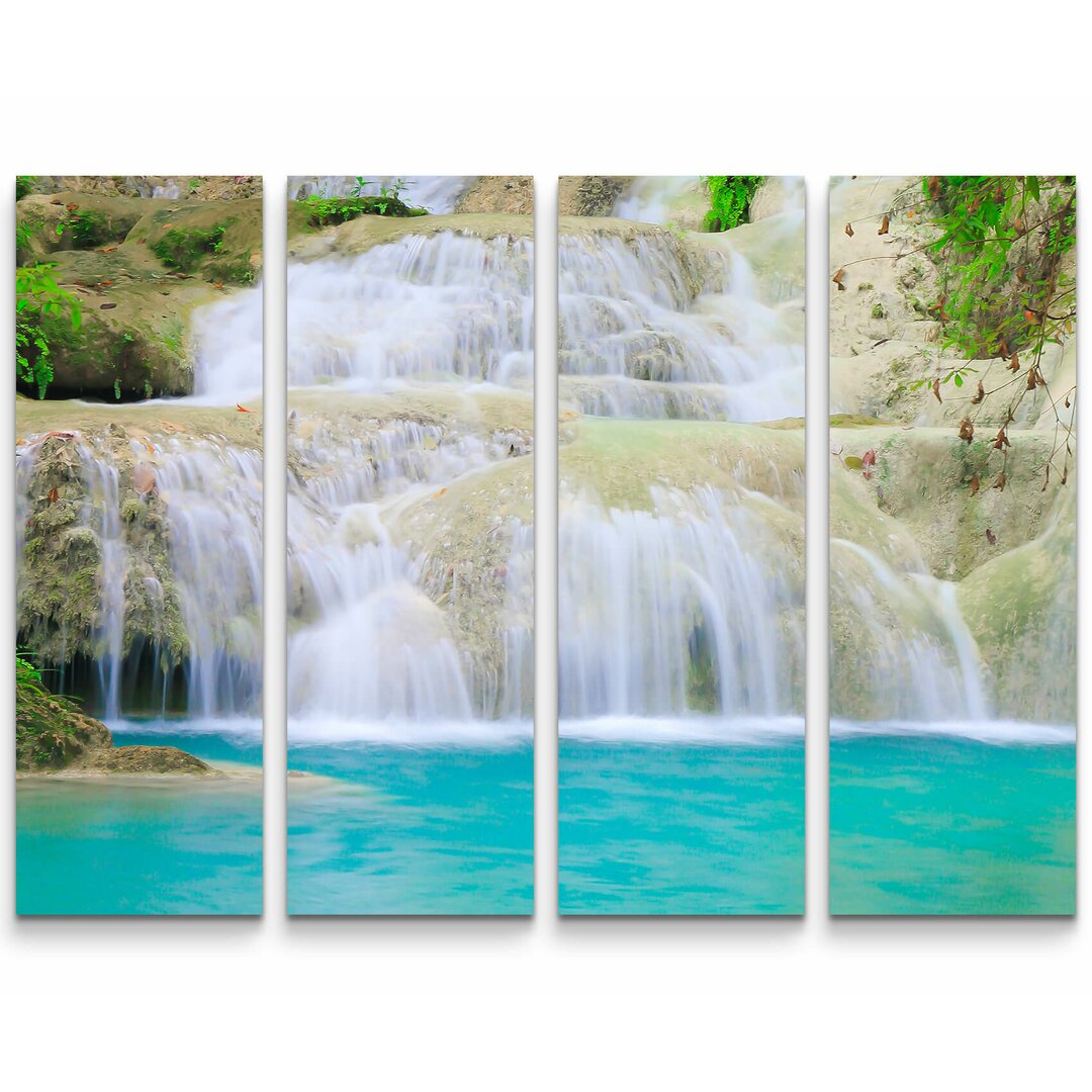 4-tlg. Leinwandbilder-Set Erawan - Wasserfall Nationalpark Thailand