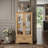 Lighted 2-Door Glass Curio Display Cabinet With Adjustable Shelves, Built-In Drawer, And Included Light Bulb-746388958