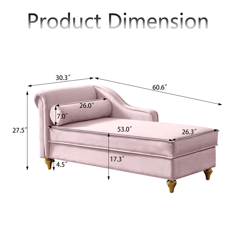 Chaise longue rembourrée Garrad, Rose