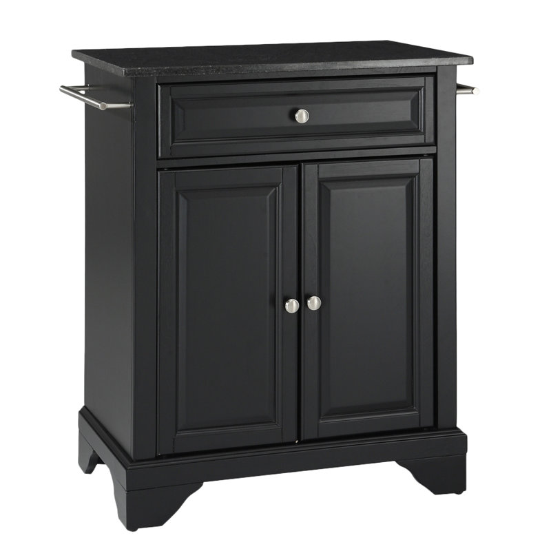 Chariot de cuisine avec plateau en granite Hedon, Noir