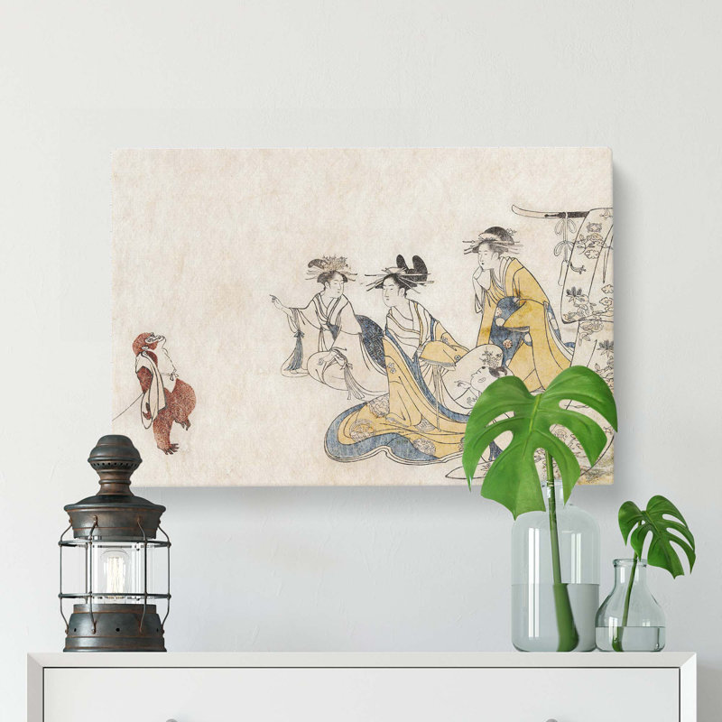 Entertained by a Monkey by Chobunsai Eishi - Wrapped Canvas, 50cm H x 76cm W x 3cm D