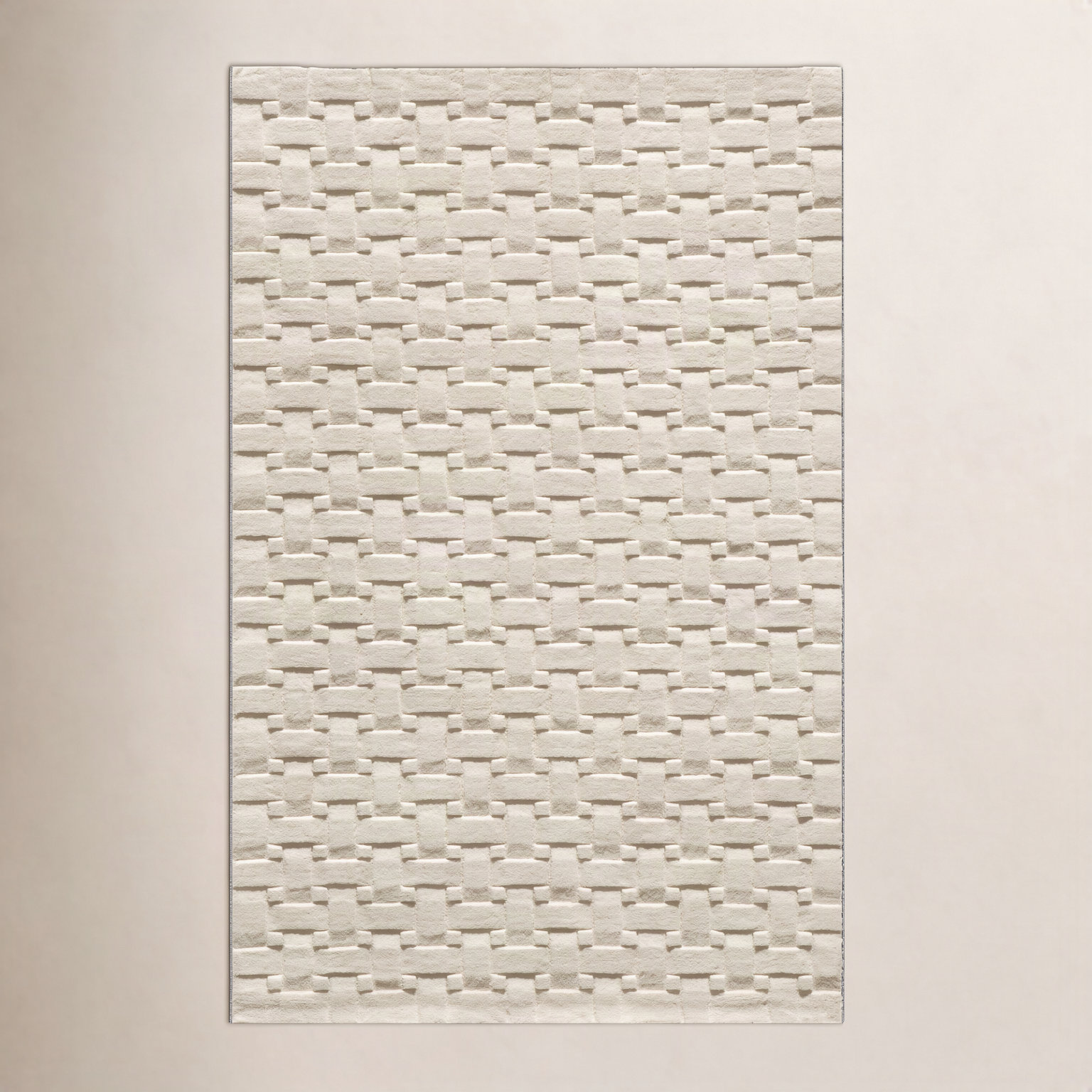 Carissa Ivory Hand-Tufted Geometric Wool Rug, Rectangle 2'3" x 3'9"