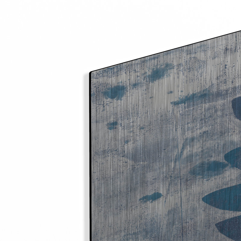 Art mural en métal luxueux «Leaves Of Blue 1» par Courtney Prahl, 24 po x 36 po