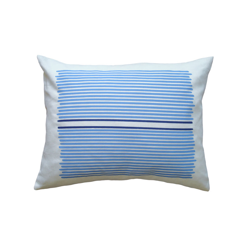 Coussin décoratif rayé à la main, Ciel / Cobalt