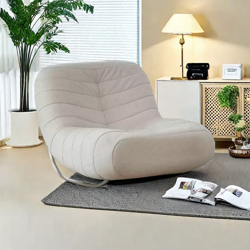 Elegant Ergonomic Rocking Chair with Metal Base, White