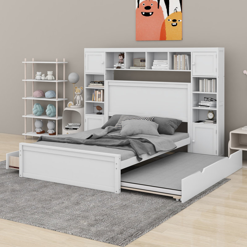 Lit en bois avec armoire tout-en-un, Blanc