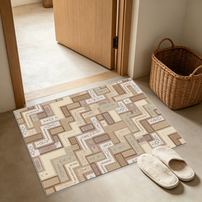 Beige Tribal Geometric carpet-easy to clean, machine-washable, soft and comfortable; suitable for door mats, kitchens, living rooms, bedrooms, corridors, and laundry areas. Easy to clean, durable carpet for home decoration.