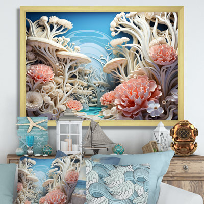 «Coral Sea Anemon Collage», art mural sur toile plage et océan