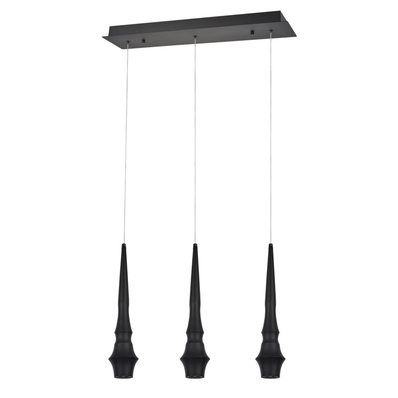 3 - Light Kitchen Island Pendant, Black
