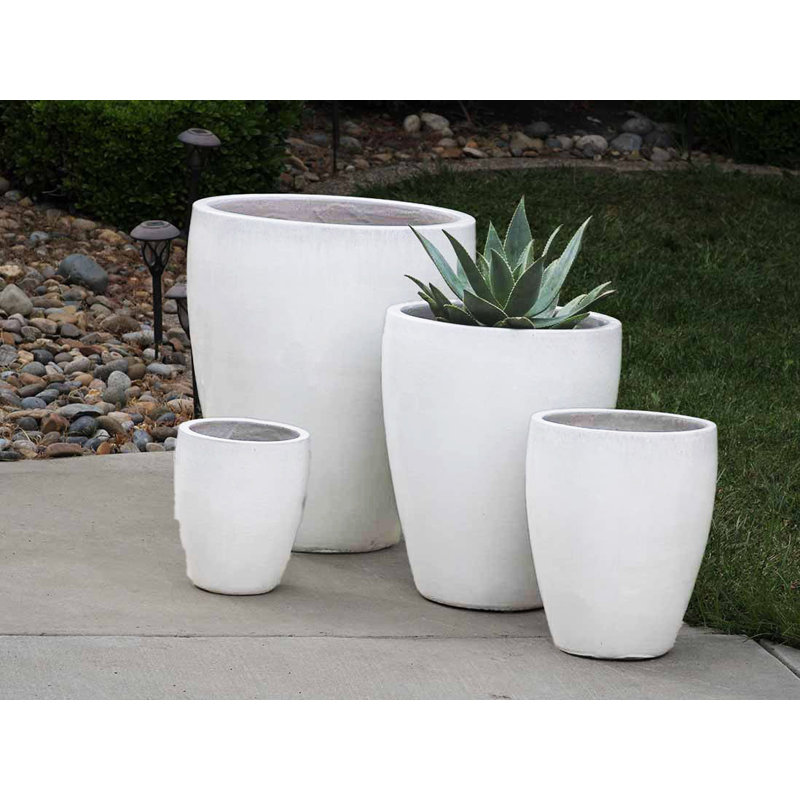 Pot de fleurs Catalina en céramique émaillée grand format - Intérieur/Extérieur, P 20,0 po x H 24,5 po, Noir mat