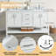 Meuble-lavabo double Paulene 60'' avec dessus en marbre de Carrare, blanc tourterelle-1326341101-1328016537