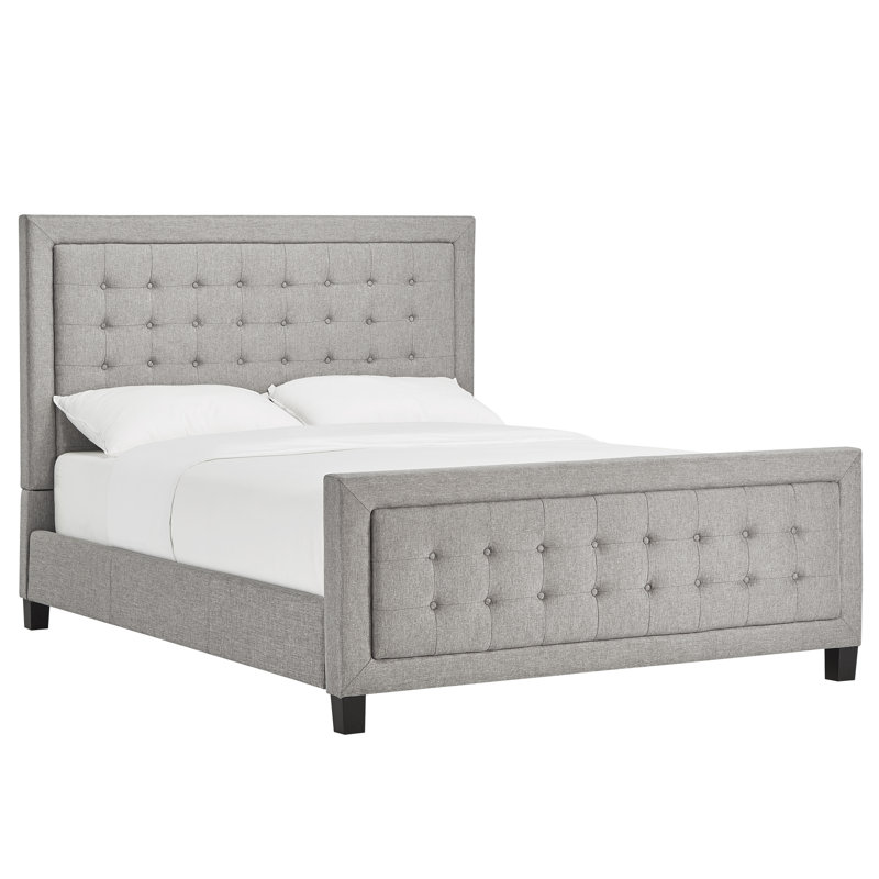 Lit tapissier standard Kaster, Grand, Lin gris étain