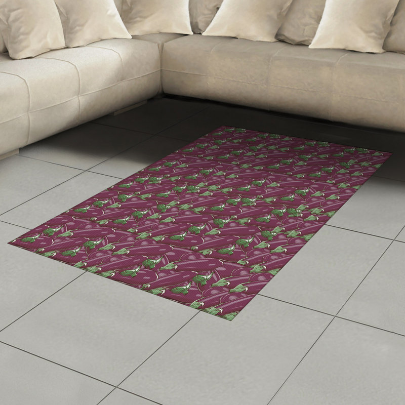 Eggplant High Density Long Fiber Poly Threads Decorative Area Rug Carpet, Rectangle 4' x 5'8"