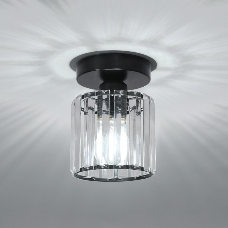 Rugg Luxury Crystal Semi Flush Mount Ceiling Light, Black
