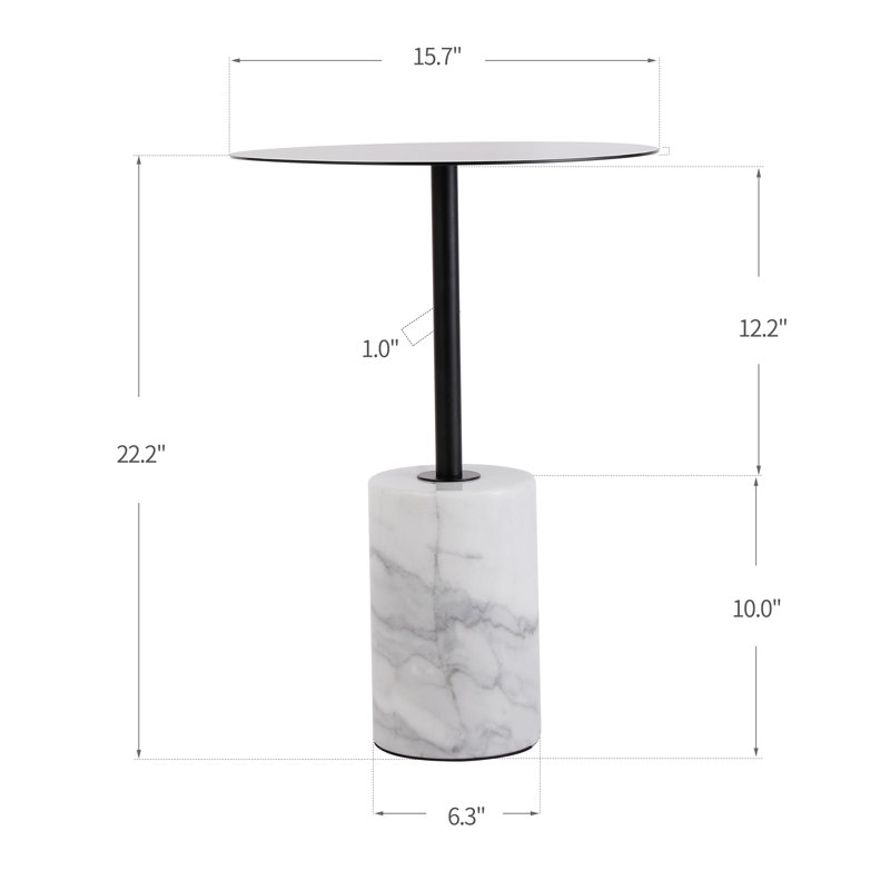 Jaiquez Circulo Side Table Marble Base, Satin Black