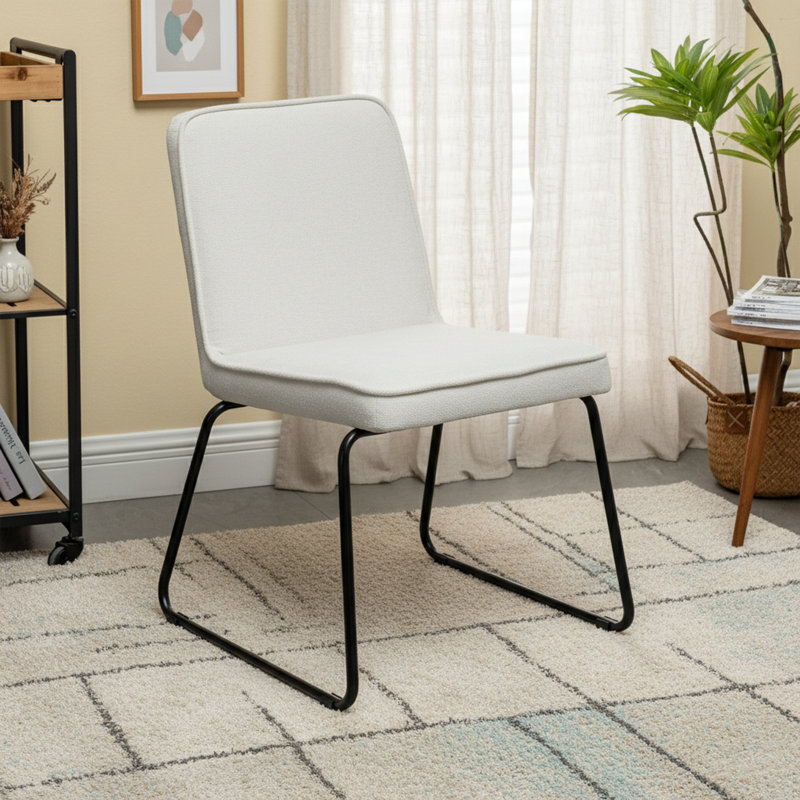  Chaise de salle à manger empilable - Tissu crème Boucle Performance