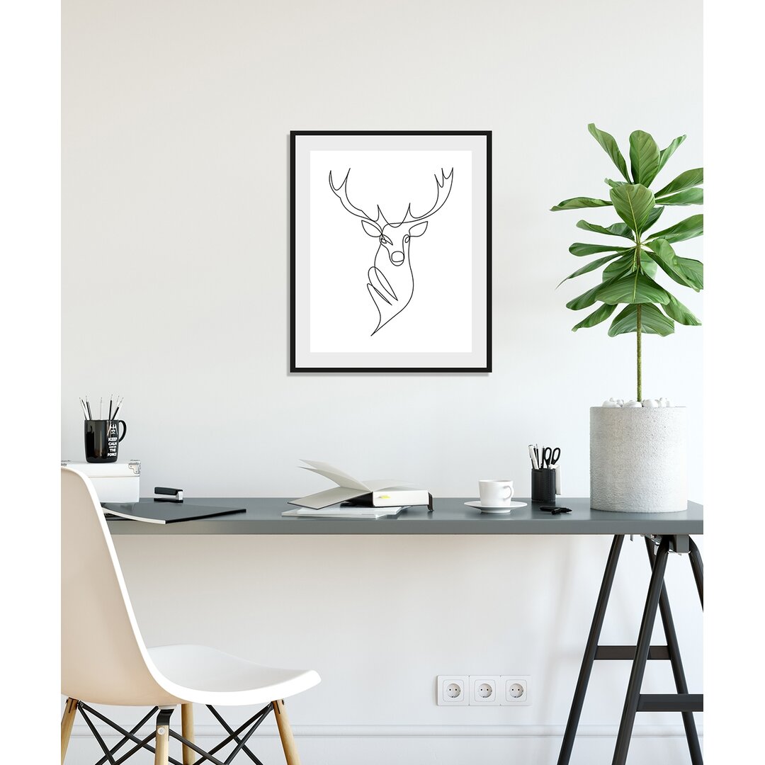 Gerahmtes Poster Deer, Grafikdruck