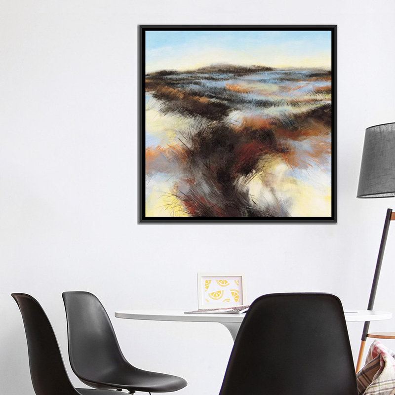 « dunes ii », impression sur toile, H 18 po x l 18 po x P 1,5 po, Toile avec cadre noir, Pas de tapis