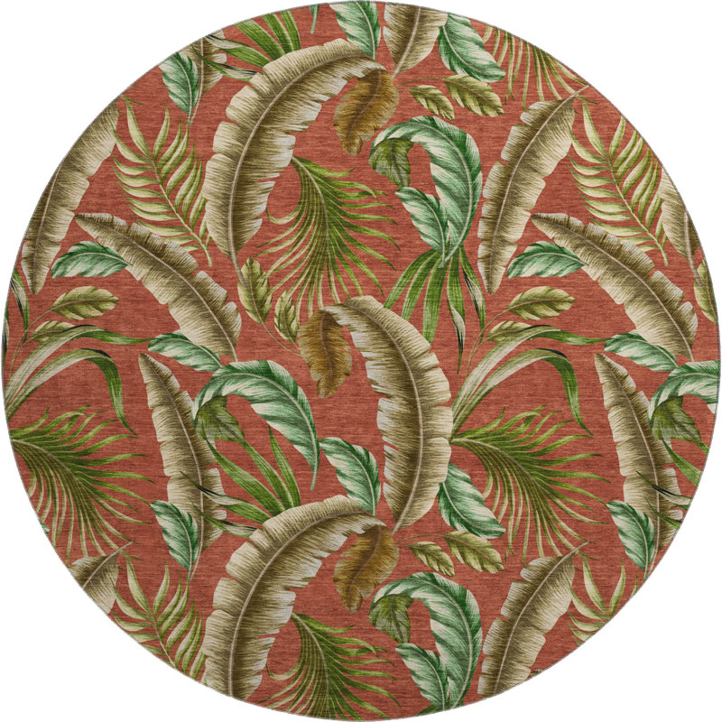 Premium Machine Washable Cerrito AMF196 Spice Rug, Round 8'