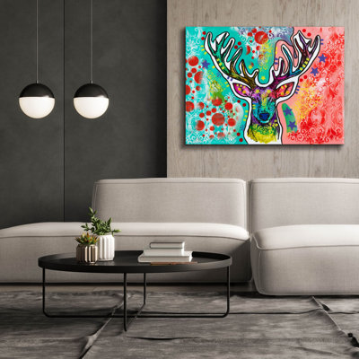  «Buck Antler» par Dean Russo, art mural sur toile, 54 po x 40 po