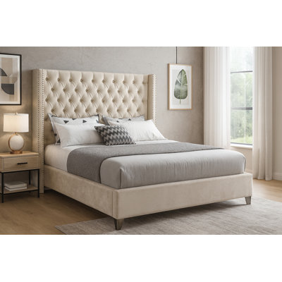 Joclynn Upholstered Wingback Bed