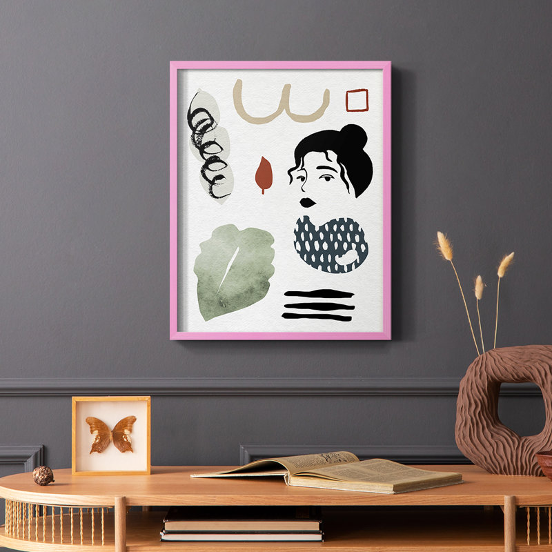 Collection encadrée Mindfulness IV, impression sur bois massif, Rose, H 10 po x l 8 po