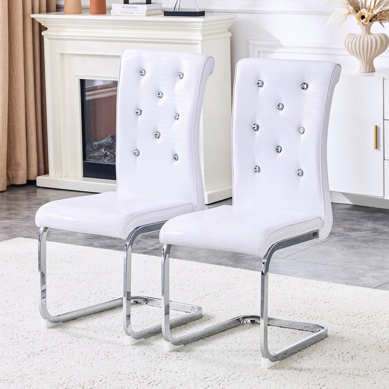 Chaises de salle à manger rembourrées, Blanc