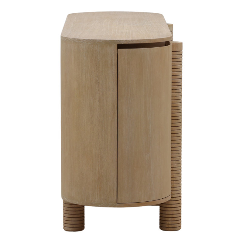 Stefan 63" Wide Sideboard, Black, Light Natural
