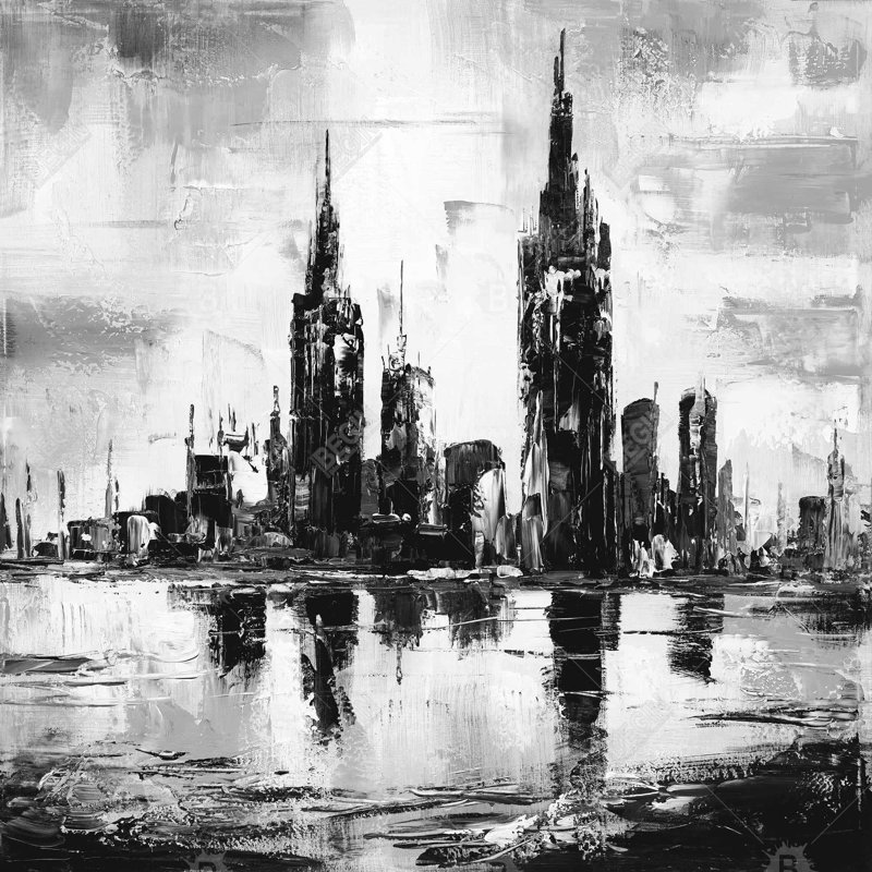" Mono Urban Cityscape ", 24" H x 24" W
