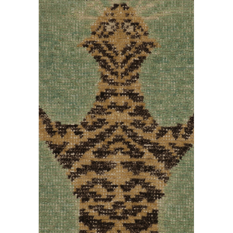 Distressed Homage Hand Knotted Wool Animal Print Area Rug, Rectangle 12' x 15'