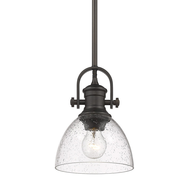 Bales 1 - Light Shaded Pendant, Seeded Glass, Rubbed Bronze