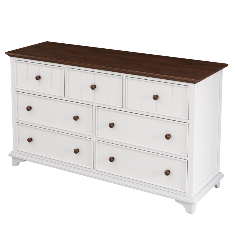 Commode capitaine en bois à sept tiroirs