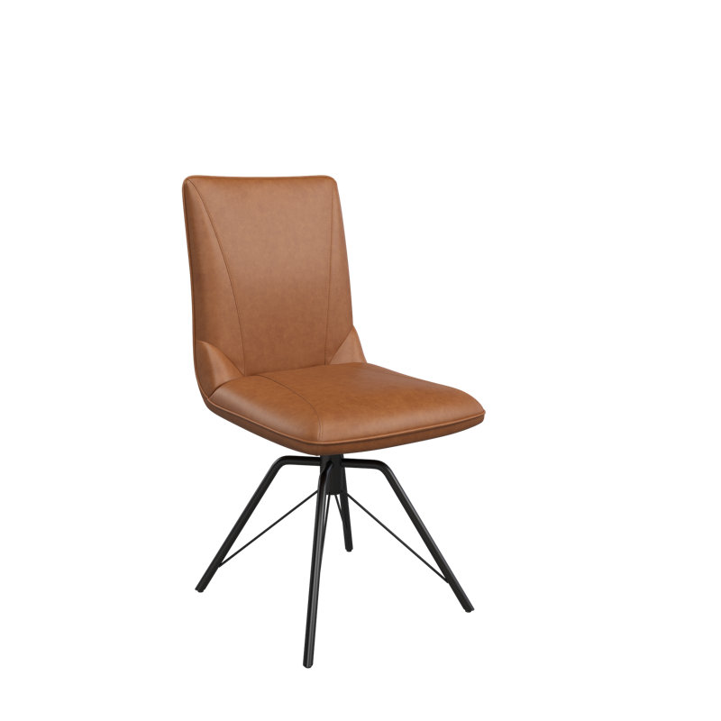 50cm H Leather Upholstered Full Back Side Chair, Tan
