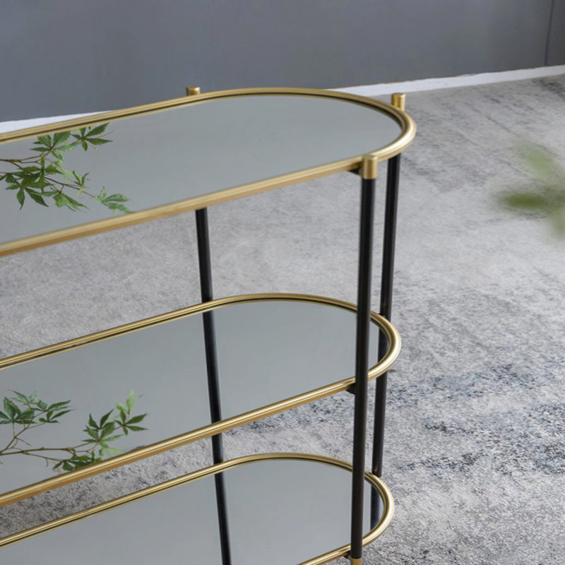 Metal Console Table, Mirrored Shelf