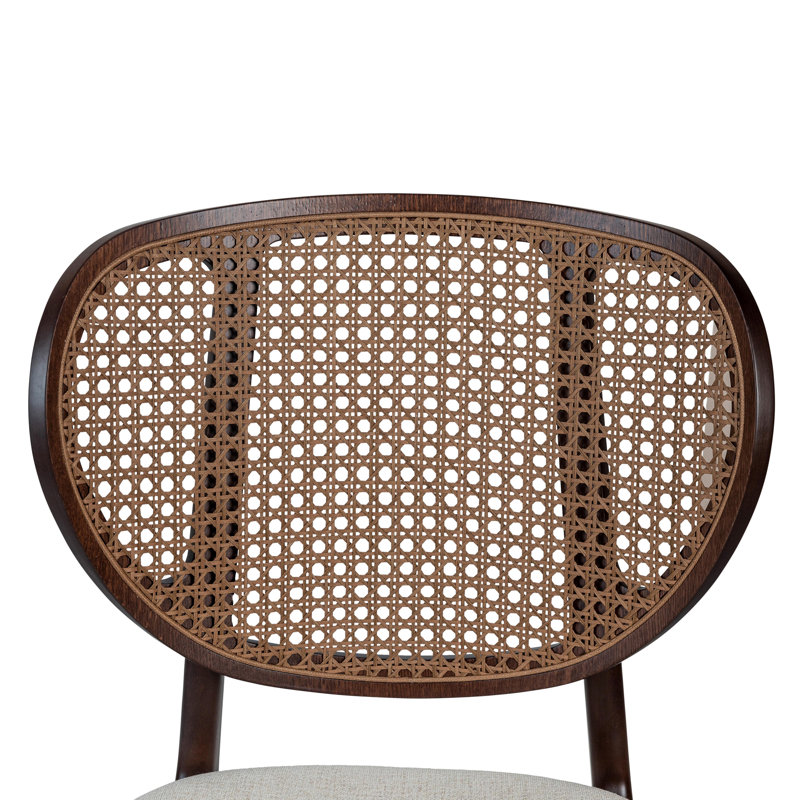 Modern Brazilian Upholstered Dining Chair, Medley Ivory Performance Basketweave/Nogal