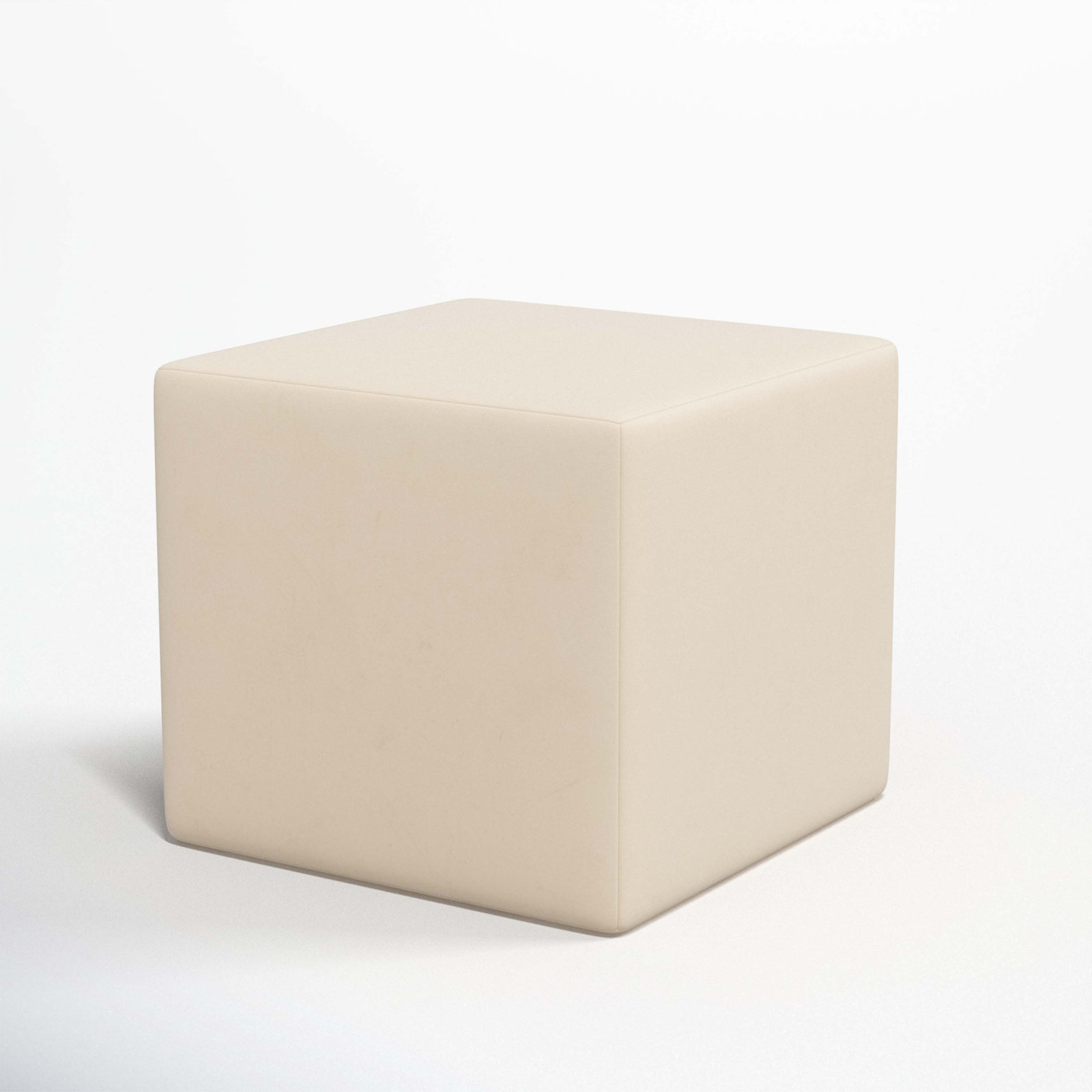 21" Linen Upholstered Ottoman, Classic Pearl Performance Velvet