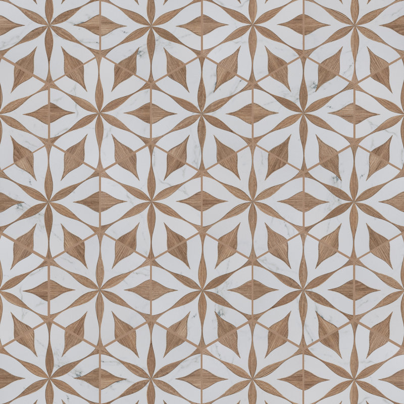 Llama Flower Loire 8-5/8 In. X 9-7/8 In. Porcelain Floral Look Wall & Floor Tile, Noce