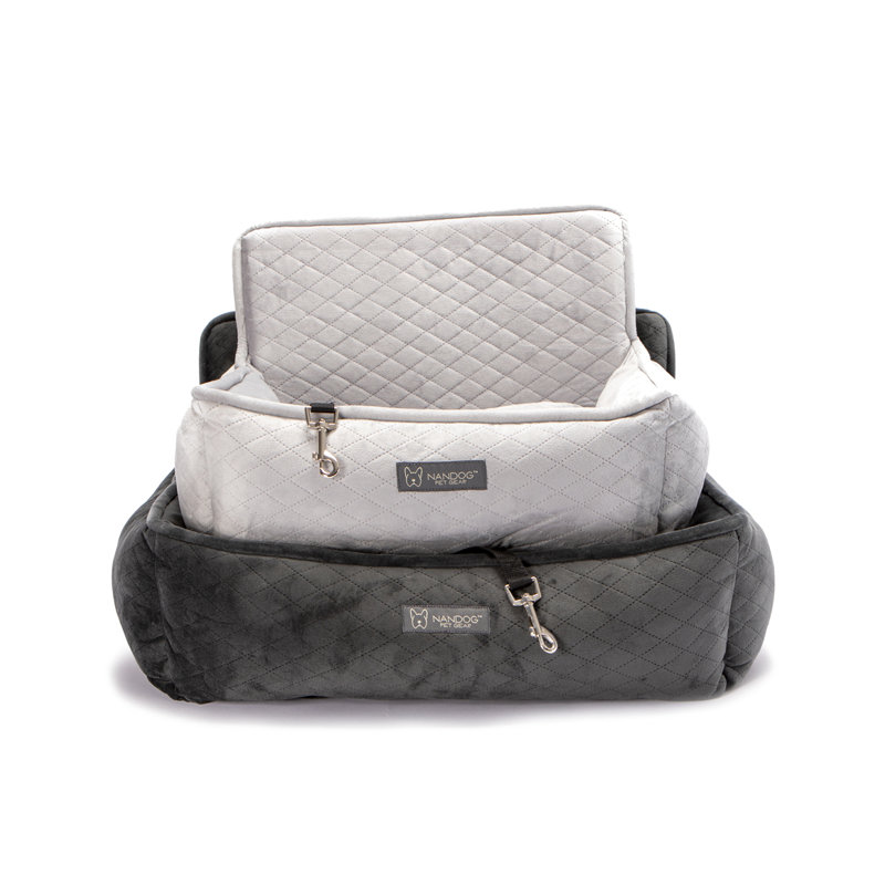 Nandog Pet Gear Large Car Seat Quilted Light Gray