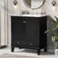 Meuble-lavabo 30 po avec lavabo, armoire multifonctionnelle avec portes et tiroir, bois massif et panneau de fibres à densité moyenne, noir