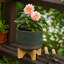 Jardinière en grès avec support en bambou Clingmans - Design moderne et élégant, matériaux de haute qualité-683366244-683406272