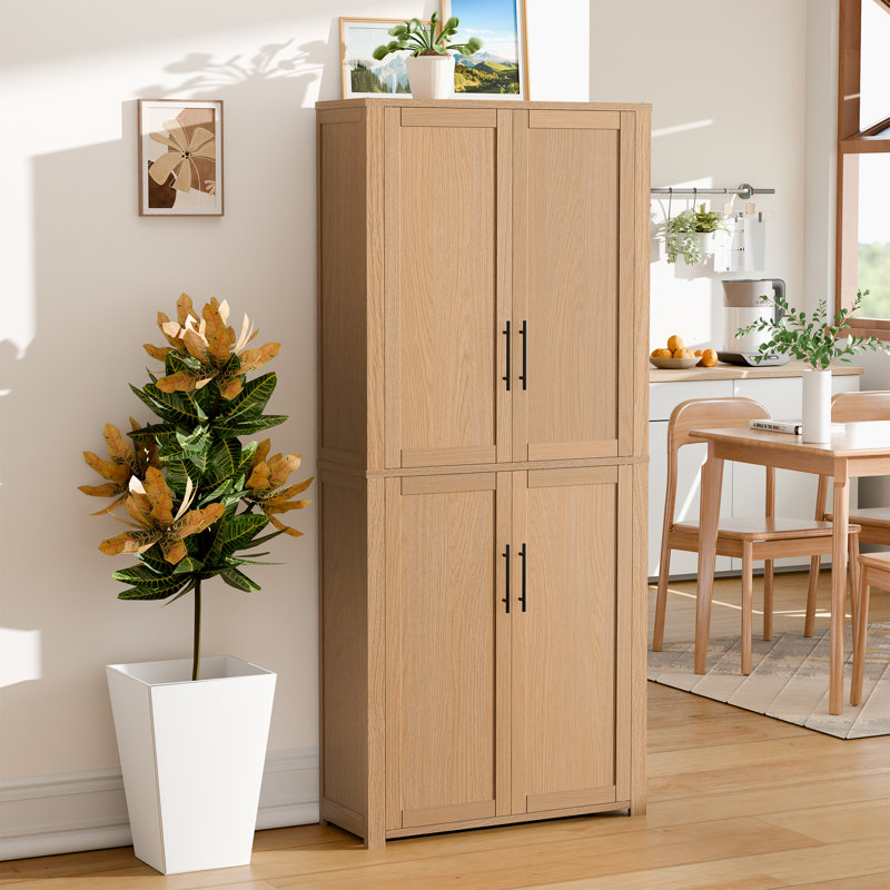 67″ H Freestanding Accent Storage Cabinet with Adjustable Shelves Tall Kitchen Pantry for Living Room Entryway, 1