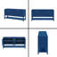 Console fonctionnelle U-Style bleu marine avec rangement à 4 portes et tablette inférieure - conception américaine, L 59,6 po-556371419