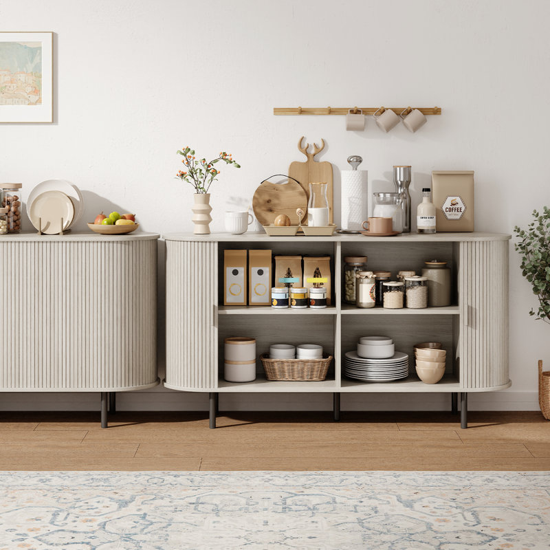 Armoire de rangement de 55 pouces avec portes et tablettes, Blanc