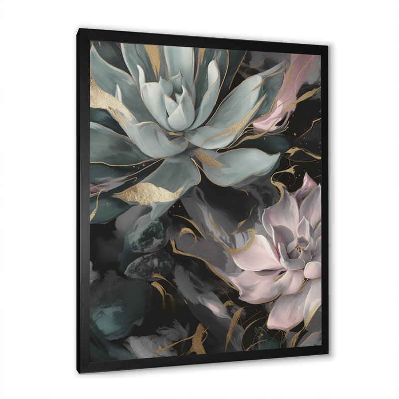 Serenade verte des plantes grasses II - impression, Cadre photo noir, H 40 po x l 30 po x P 1,5 po