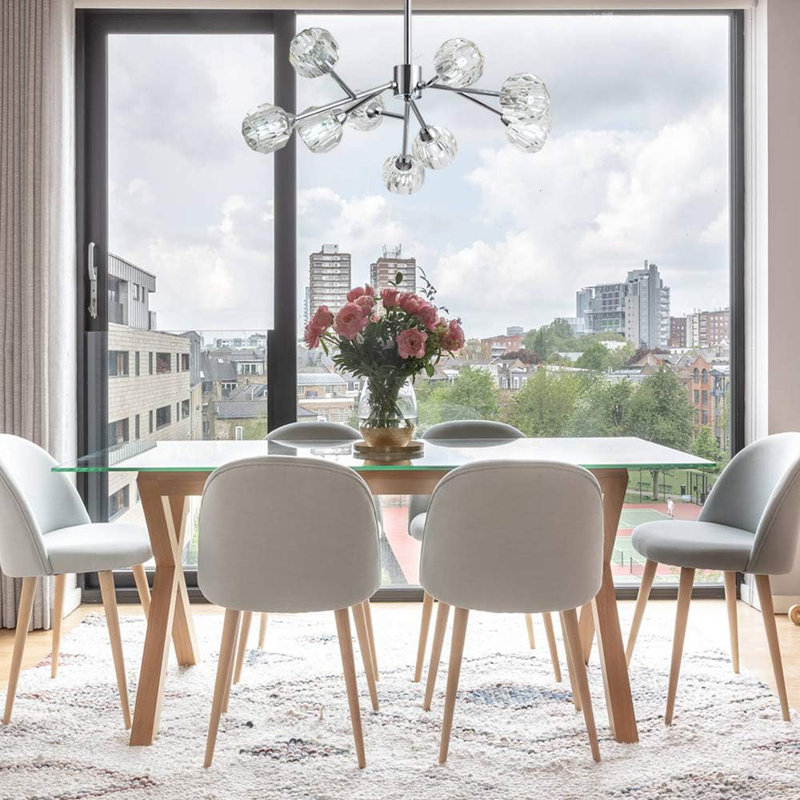 Lustre à 9 lumières Graidys, Nickel brossé, H 15 po x l 28,35 po x P 28,35 po