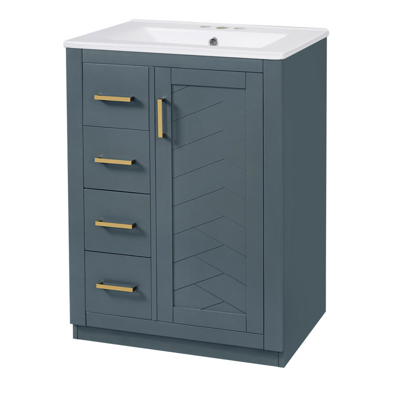 Meuble-lavabo 24 po avec lavabo en céramique, Blue