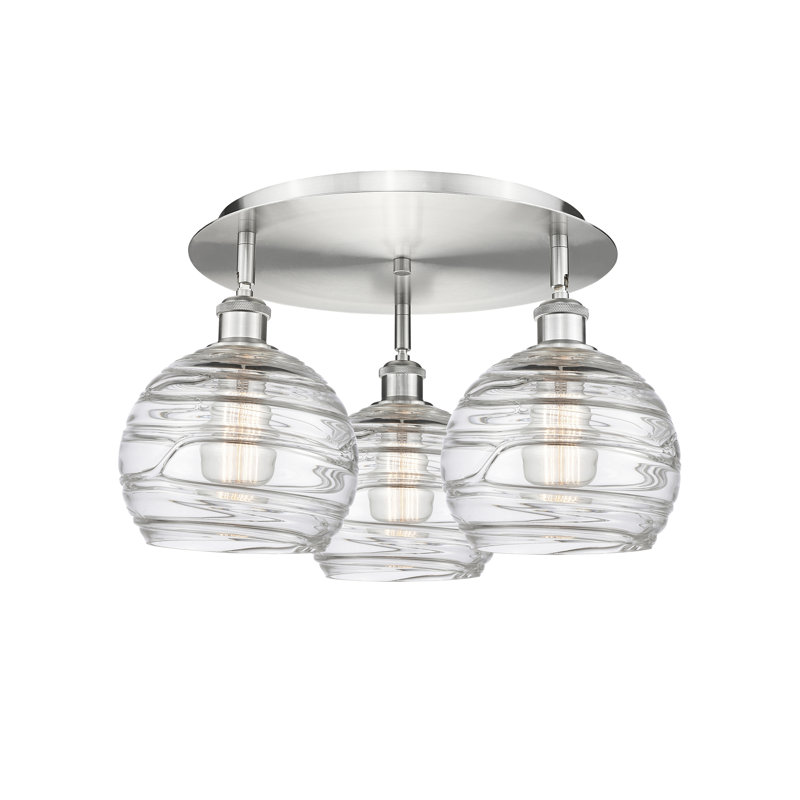 Essex Glass Flush Mount, Satin Nickel, 10.38" H x 19.75" W x 19.75" D