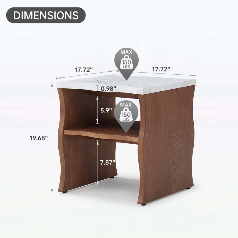 Table basse moderne avec tablette de rangement, Noyer brun