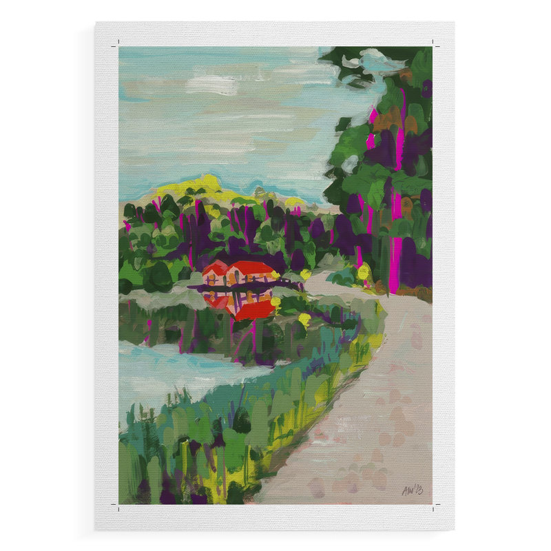 Bord de lac coloré - impression sur toile seulement - non encadrée, H 60 po x l 40 po